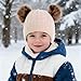 Yolyoo 3 Pack Fashion Winter Beanie Hat Scarf Gloves Set for Kids,Knit Pompom Toddler Hats Neck Warmer Gloves for Girls Boys