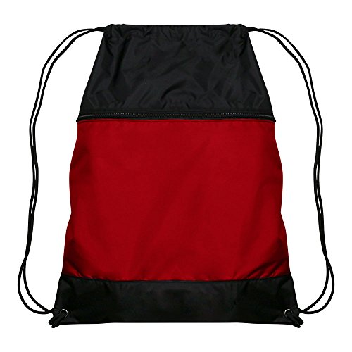Sac à cordon avec poche zippée écarlate le classique revisité