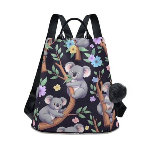 Sac à dos antivol koala mignon pour femme avec pompon élégant