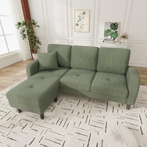 Aunvla 166 x 118 x 77 cm - Sofá esquinero en forma de L con chaise longue - Sofá de 3 plazas de pana, patas de plástico, diseño modular, ideal para salones, apartamentos y oficinas