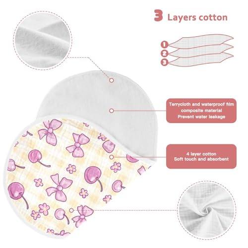 vvfelixl Baby Burp Cloths Gingham Cherry Bow Baby Newborn Cotton Burping Cloths Set Babys Washcloths 4 Pack3