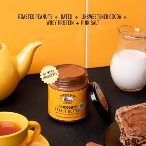 Image of Brawny Bear High Protein Peanut Butter Chocolate Flavour, Nut Butter - 10G Protein Per Serve, 100% Natural Sweetened with Dates, Healthy Chocolate Spread with No Added Sugar - 500 gm