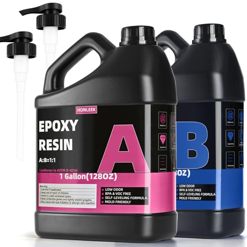 2 Gallon Crystal Clear Epoxy Resin Kit - Not-Yellowing No-Bubble Self Leveling Easy Pour - 1:1 Ratio High Gloss Casting & Coating Resin for Art Crafts Jewelry Making Wood & Molds