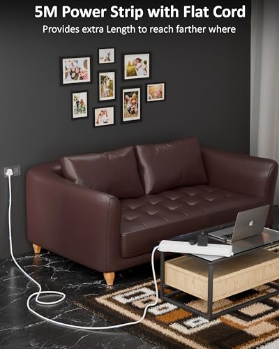Image of FEDUS Surge Protector, 6 Universal Sockets with Individual Switch, 5 Meter 16 Feet Long Cable, Extension Board Cord, Automatic Overload Protection, Fireproof Power Strip Switch Board, Spike Guard