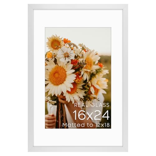 Golden State Art 16x24 White Picture Frame Mat for 12x18 Real Glass