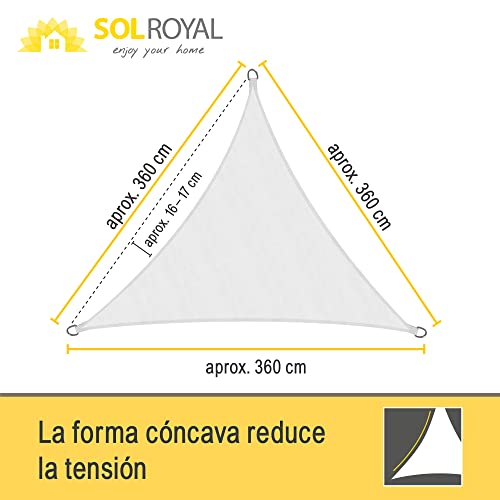 Toldo de terraza vela de sombra blanca triangular Sol Royal de 3.6 metros impermeable 4