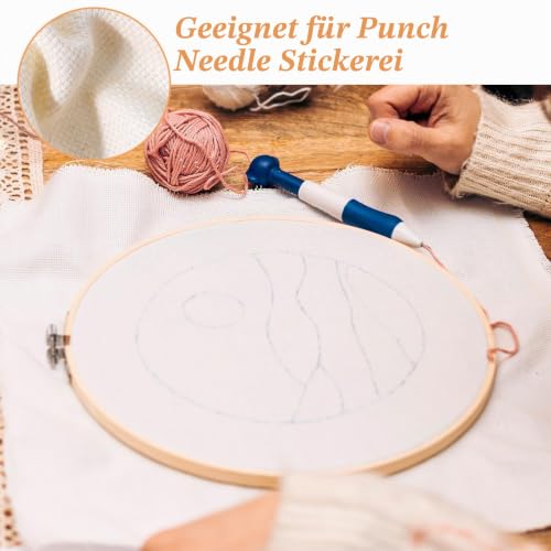 6er-Set Mönchstoff für Punch Needle Stickerei, 20x20 cm, reine Baumwolle – Bild 4