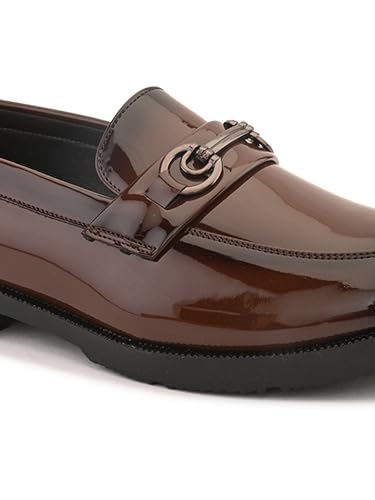 Image of STANPHORD Mens Loafers Textured Formal Slipon Loafers with Metal Accent for Party & Formal Occasion