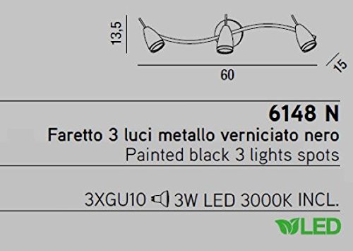 Faretto LED in metallo con 3 luci PERENZ-6148N