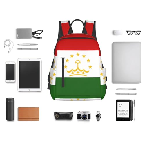 Sac à dos Tadjikistan noir imprimé compact et ultraléger