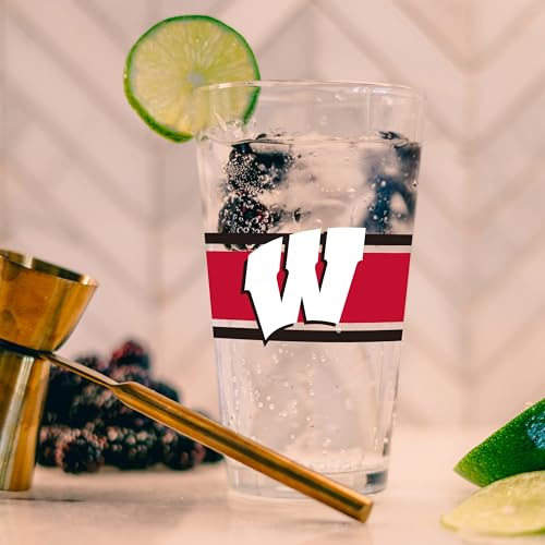 Image of Logo Brands NCAA 16 oz Pint Glass - Durable Glass With Bold Team Color- Chip-Resistant Rim Drinkware For Fans, Tailgates, Home Bars & Everyday Use