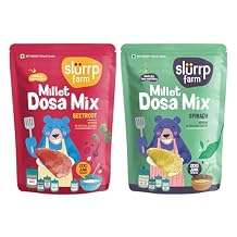 Slurrp Farm Millet Dosa Mix Beetroot & Spinach | Wholesome Breakfast for Kids & Adults | Zero Maida, No Artificial Colors | Ready to Cook | Clean & Nutritious | 5.29 Oz Pack of 2