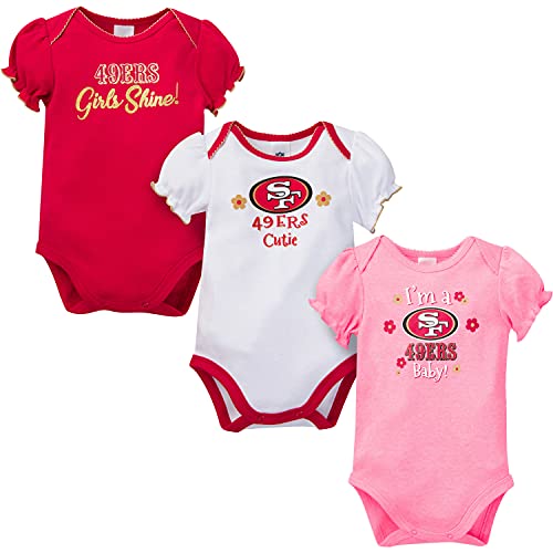 Image of Gerber NFL baby-girls Nfl Team 3 Pack Short Sleeve Onesie Bodysuit