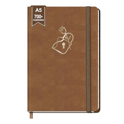 BIROYAL Passwort Buch Deutsch - 21 5 x 14 5 cm Passwortbuch mit Register A-Z - Hardcover Notizbuch mit Register A5 für Websites Benutzernamen und Passwörtern - Passwörter Buch für das Home Office