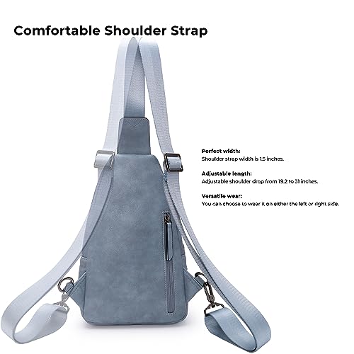 Image of Alldaily Large Sling Bag for Women Crossbody Purse Leather Fashionable Trendy Chest Bag for Travel, Fanny Pack (Blue)