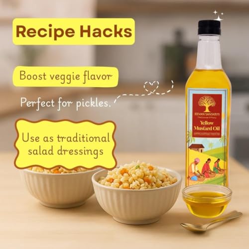 Image of Jeevan Sanskriti 100% Pure Yellow Mustard Oil 1L | Cold-Pressed Lakdi Ghani | Traditional | Natural & Unrefined Cooking | Massage Oil