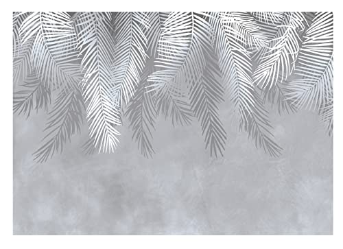WallArena - Vlies Fototapete Federn grau Betonoptik Boho Modern 368x254 cm...