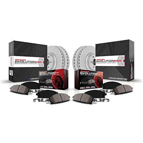 Image of PowerStop Front and Rear Brake Kit for BMW 323i 1998-99 | BMW 328i 1996-99 - Fully-Coated Disc Rotors with Z23 Carbon-Fiber Ceramic Brake Pads Upgrade, CRK499