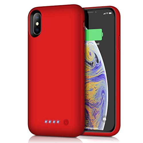 Battery Case for iPhone X/Xs/10 6500mAh, iPosible Portable Charging Case Rechargeable Extended Battery Pack for iPhone X/Xs(5.8 inch) Protective Backup Cover Charger Case Power Bank (Red)