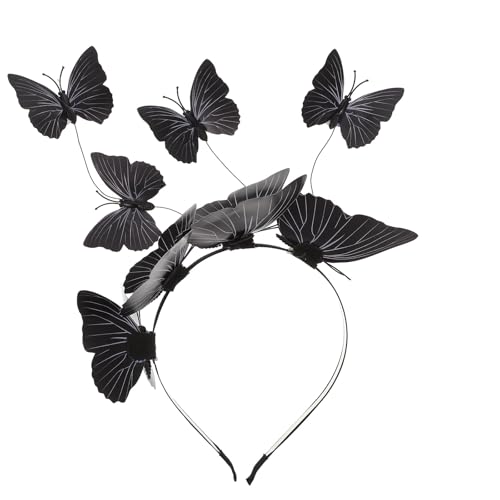Hemobllo 3d Black Butterfly Headband for Women, Party and Stage Hair Hoop, Fashionable Butterfly Headpiece for Halloween, Christmas, and Dance Performances