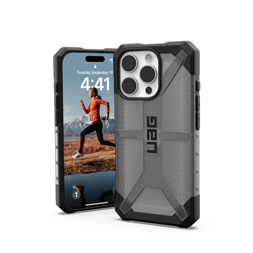 Urban Armor Gear TPU+PC UAG Plasma Rugged Lightweight Slim Shockproof Protective Case/Cover Designed for iPhone 16 Pro (6.3-Inch) (2024), Wireless Charging Compatible-Ash