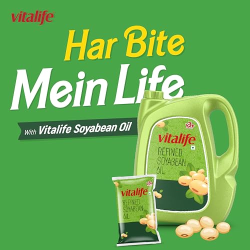 Image of Vitalife Refined Soyabean Oil 1 Litre Pouch | Soya Tel | Pure Edible Cooking Oil | High in Omega-6 PUFA | Fortified with Vitamin A & D | Ideal for Cooking, Frying & Baking