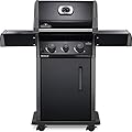 Napoleon Rogue 365 BBQ Grill, Black & Stainless Steel, Natural Gas - R365SBPK-1-OB - With Two Burners and Range Gas Side Burner, Barbecue Gas Cart, Folding Side shelves, Instant Failsafe Ignition