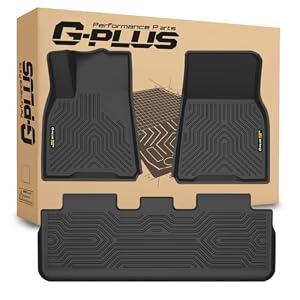 G-PLUS Model Y Floor Mats Compatible with Tesla Model Y 2025-2026 5 Seat (NOT FIT 7 Seat) Floor Liners TPE All Weather Full Cover Protection Car Mats for Tesla Model Y Accessories 1st & 2nd Row Black