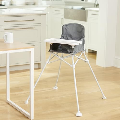 Image of Regalo My Portable High Chair, Foldable High Chair for Babies & Toddlers, Indoor /Outdoor Baby Chair, Travel High Chair with Tray & Cup Holder, Gray