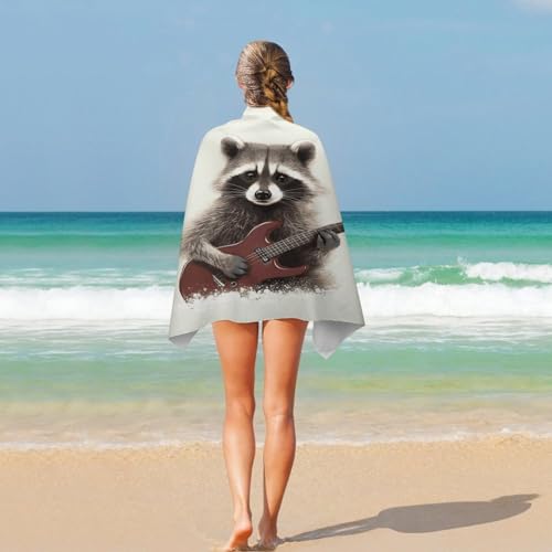 Toalla de playa Funny Raccoon - Absorbente y de secado rápido, toalla para gimnasio, ultra portátil, resistente, para viaje, ducha, playa, gimnasio, spa, natación y aventuras al aire libre miniatura 5