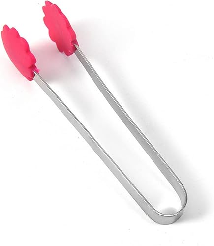 Miniatura 9 de Pinzas para alimentos en forma de mano, pinzas de silicona de acero inoxidable, mini pinzas coloridas para niños para servir alimentos, cubitos de
