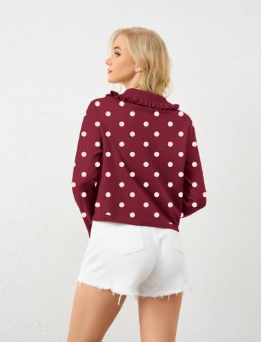 Image of HOCANDY Women Ruffle Collar Cardigan Sweater Preppy Cute Button Up Sweaters