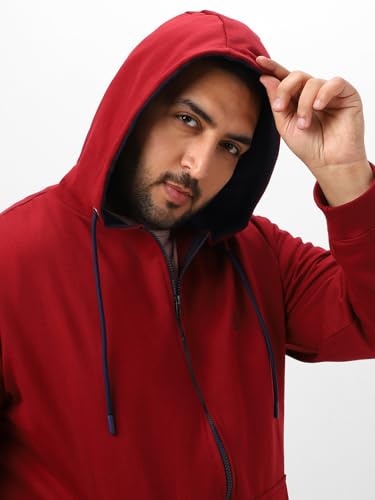 Image of Urbano Plus Men's Cotton Zippered Hooded Casual Winterwear Sweatshirt