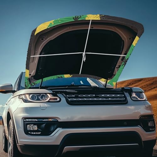 Image of Car Hood Cover Protector, A Washable Automotive Accessory with Jamaican Flag Design for Car Front Hoods