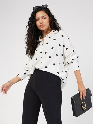 Image of Sassafras Women Polka Dot Oversize Shirt