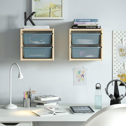 Trofast rangement mural petit meuble suspendu pin blanc gris-bleu - 3
