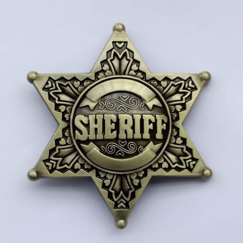 Image of Sheriff Police Badge Pin - RE Police & Cowboy Honor Stars Accessories - Cosplay Costume Gift for Women Men