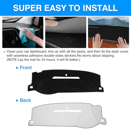 Image of Autorder Dashboard Cover Mat for 2007-2013 Chevy Silverado Sierra,2007-2014 Chevy Tahoe Suburban Denali Avalanche&GMC Yukon /XL Without Dash Speaker&Only One Glove Box Accessories Velvet Dash Cover