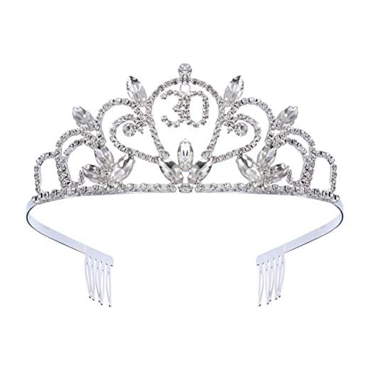 MILISTEN Kristall 30-årsdag tiara strass grattis på födelsedagen huvudbonad krona med kam grattis på 30-årsdagen tiara gnistrande krona pannband tiara set 1