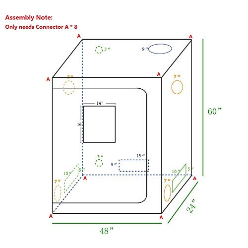 Coolgrows Grow Tent, 4X2 Feet Mylar Hydroponic Grow Tent With Observation Window And Floor Tray For Indoor Gardening Plant Growing (48"X24"X60") #TOP4
