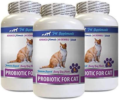 PET SUPPLEMENTS cat Digestive upsets - CAT PROBIOTICS - Immune Support - Savory Beef Flavor - Natural Formula - cat probiotics Powder - 3 Bottles (180 Treats)
