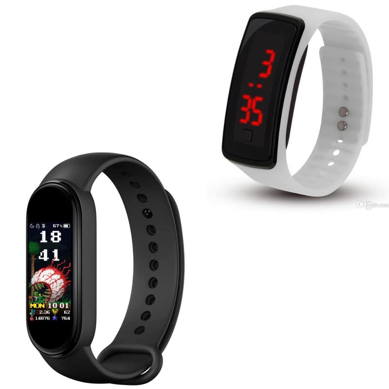 Lapras Combo Pack of 2 Items – M7 Smart Watch Activity Tracker Band with Many Features Like Steps Counter, Calorie Counter, Big Screen Led Kids Watch (1 Year Warranty)
