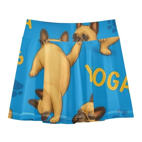 Girls Skorts Athletic Shorts Tennis Skirts Kids Pleated Butterfly Cute Funny French Bulldogs Blue 3t2