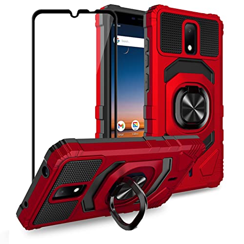 Ailiber for Cricket Icon 3/AT&T Motivate 2/3 Case, Screen Protector-Red