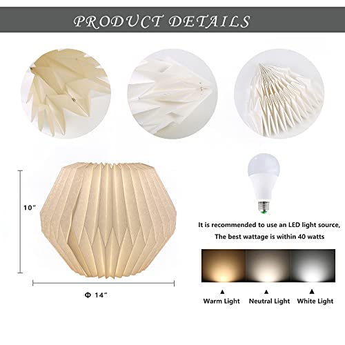 Paper Origami Lamp Shade Aleegado Paper Lantern Art Chandelier White Round Paper Pendant Lamp Shade (White Square) #TOP3