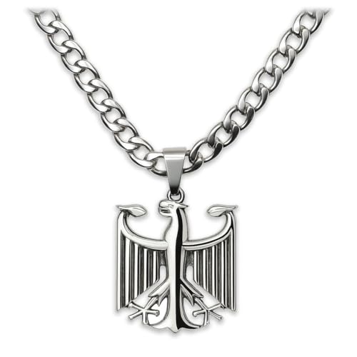 Soul-Cats Panzerkette mit Bundesadler Anhänger aus 316L Edelstahl handpoliert silberfarben Kettenlänge 60 cm Halskette für Herren in Geschenkverpackung