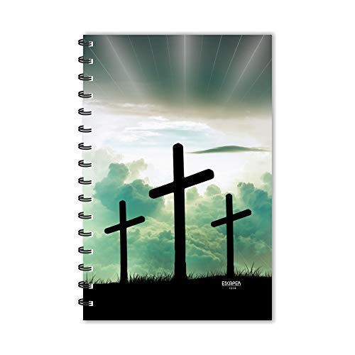 Image of ESCAPER Jesus Cross Diary (A5 Size - 8.5 x 5.5 Inches - 160 Pages - Ruled), Spiral Notebook, Notepad for Writing Notes