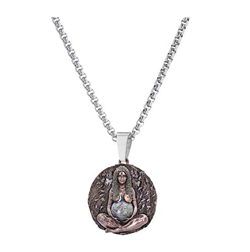 Mother Earth Statue Pendant Unisex Creative Geometric Necklace Millennial Gaia Statue Necklace Jewelry Accessories (Copper-Chain Rope, 1PCS)