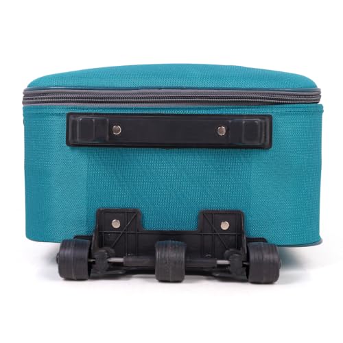 Image of Trolley Bag 20 Inch Cabin Size | Soft Shell Travel Suitcase with Reinforced Stitching Lightweight Fabric Luggage for Flight Cabin | Turqoise