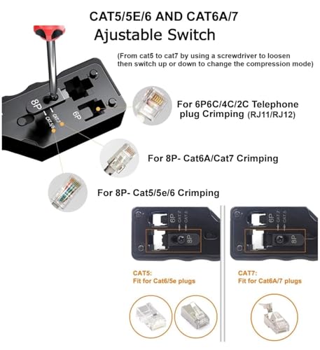 Image of XIKKART Pass Through Cat7 / Cat5 Crimping Tool Kit With Cable Stripper and Cutter for Network RJ45 Ethernet LAN Cable Compatible With Connectors Cat5 Cat5e Cat6 Cat6A Cat7 and RJ11 RJ12 STP /UTP